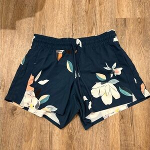 Athleta Baja Coastal Floral Print Navy Shorts size 0